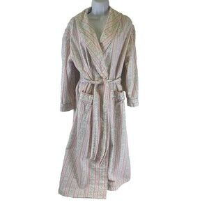 Lanz of Salzburg Tyrolean Flannel Wrap Robe Heart Flowers Pink Long Womens Small